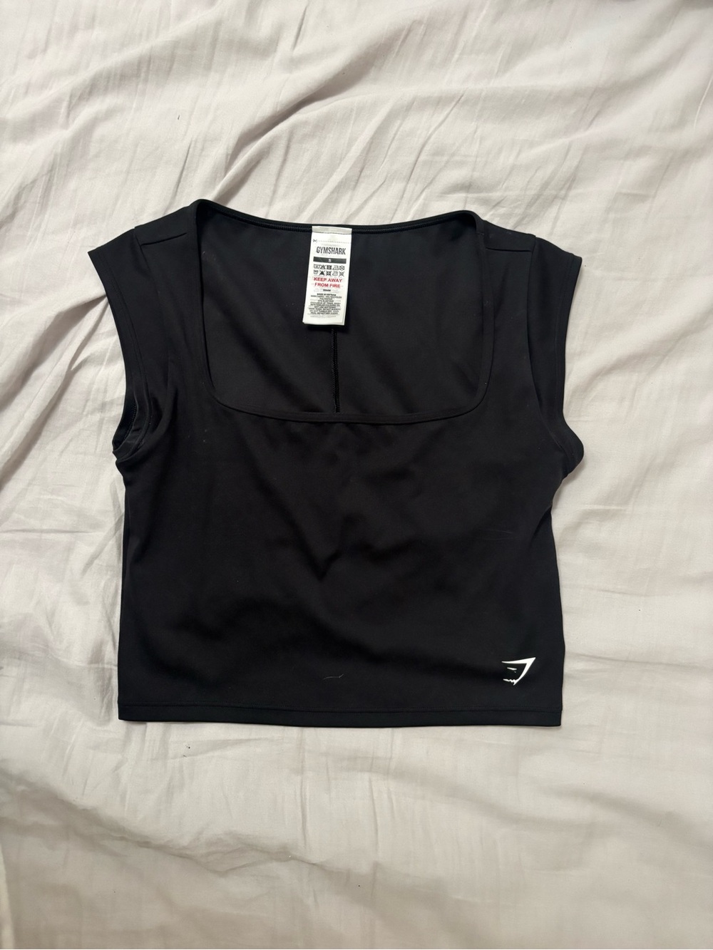 Gymshark Black Square-Neck Crop Top with Logo